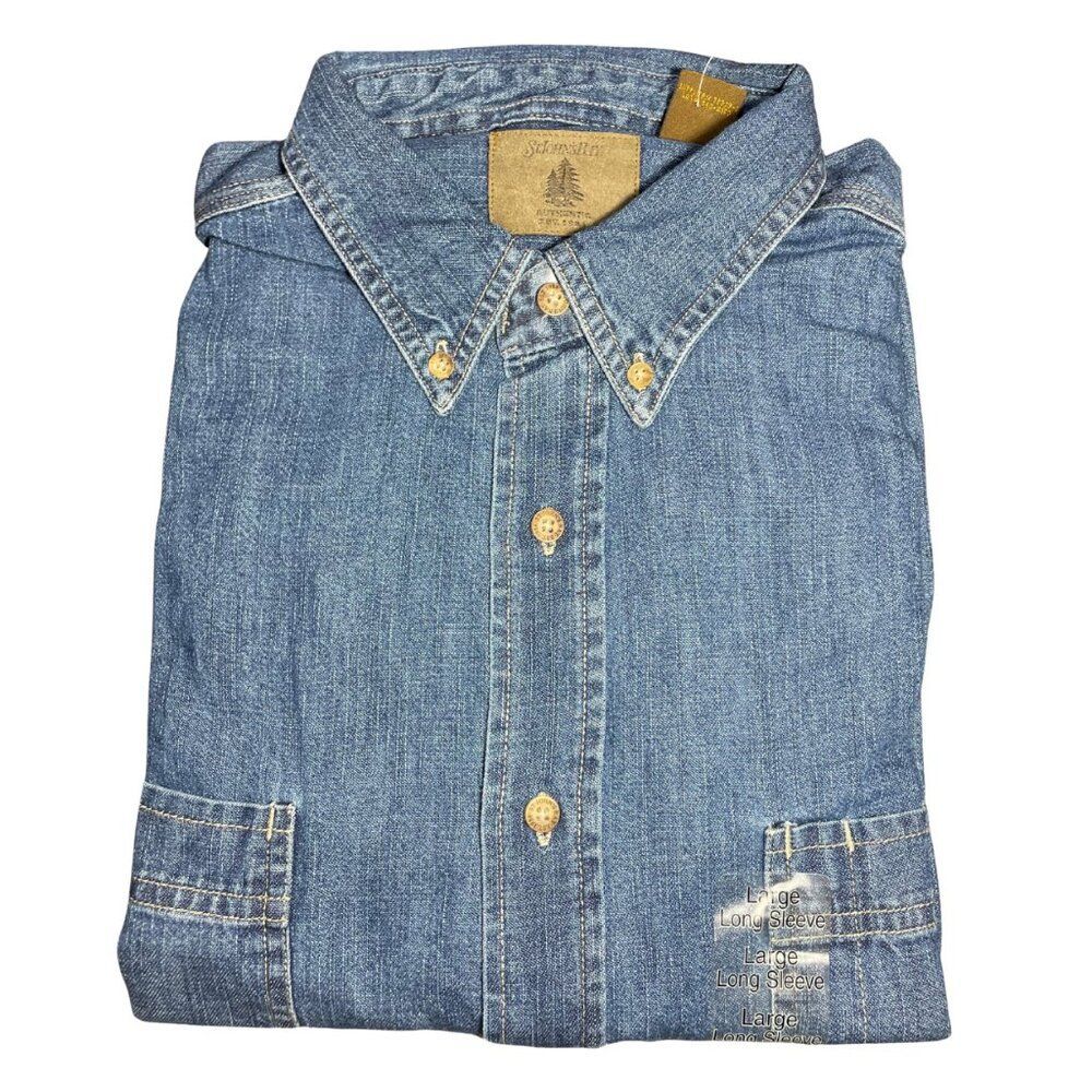 St. John’s Bay Denim Button‑Down Shirt – Long Sleeve – Size Large